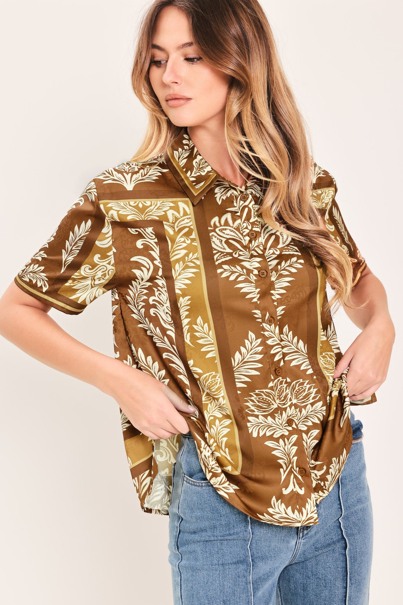 Flying Tomato - Vintage Manor Palazzo Woven Top