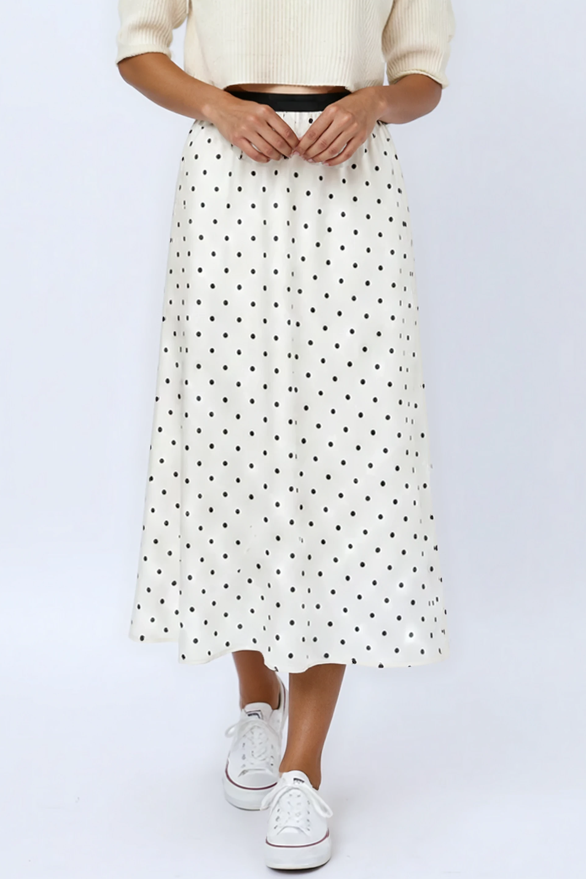 Miss Sparkling Vintage Polka Dot Midi Skirt