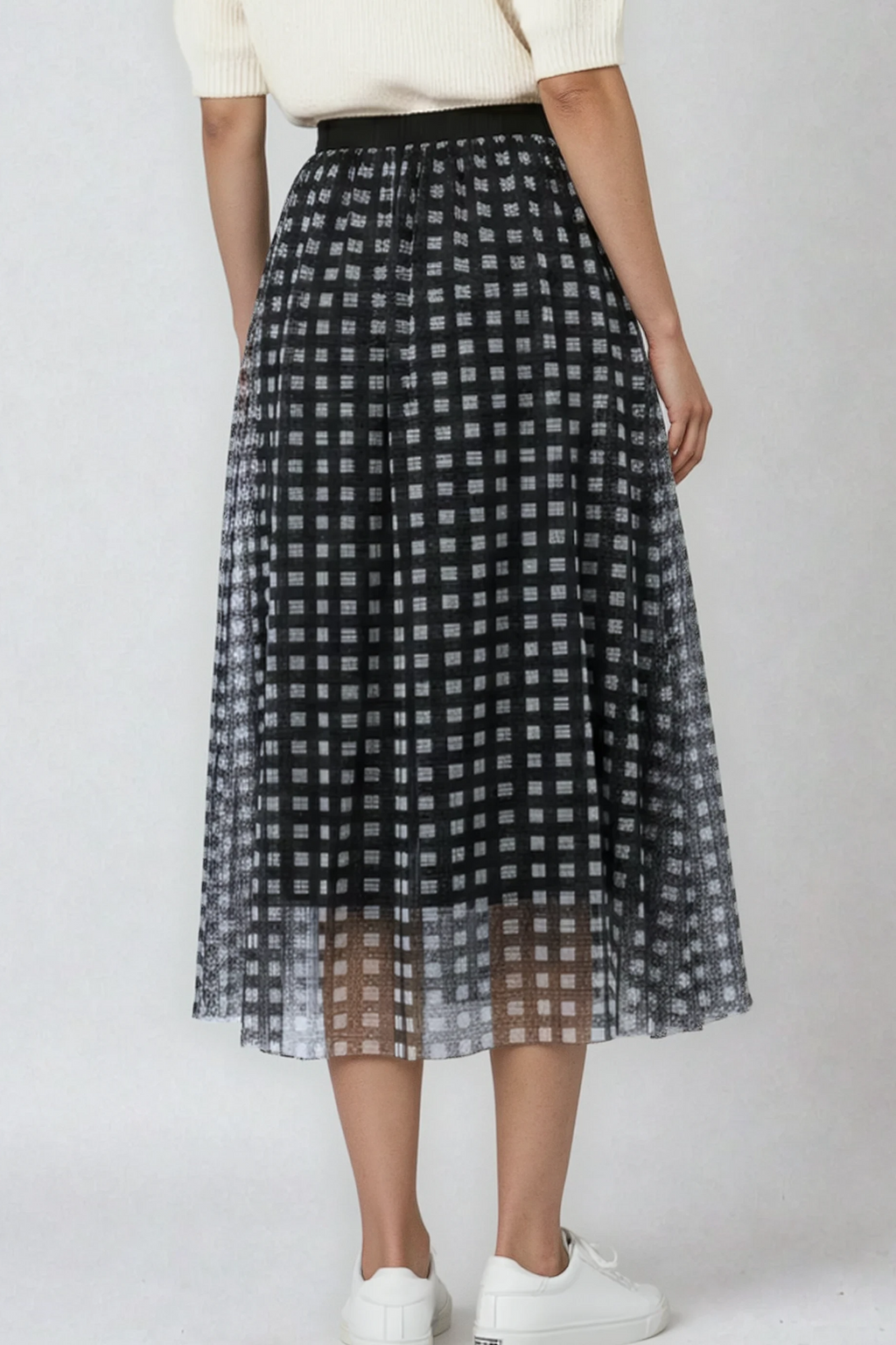 Miss Sparkling Plaid Tulle Midi Skirt
