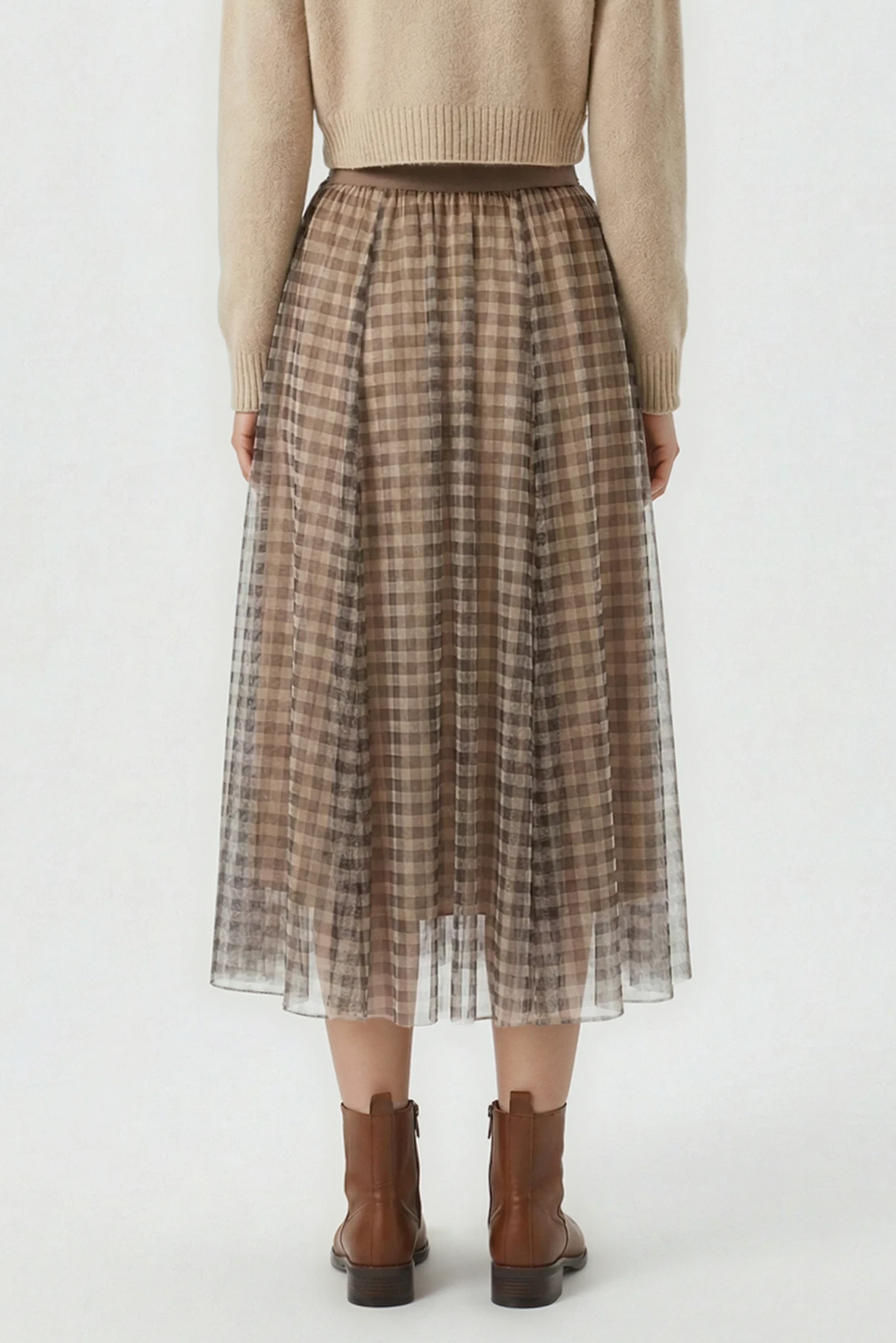 Miss Sparkling Plaid Tulle Midi Skirt