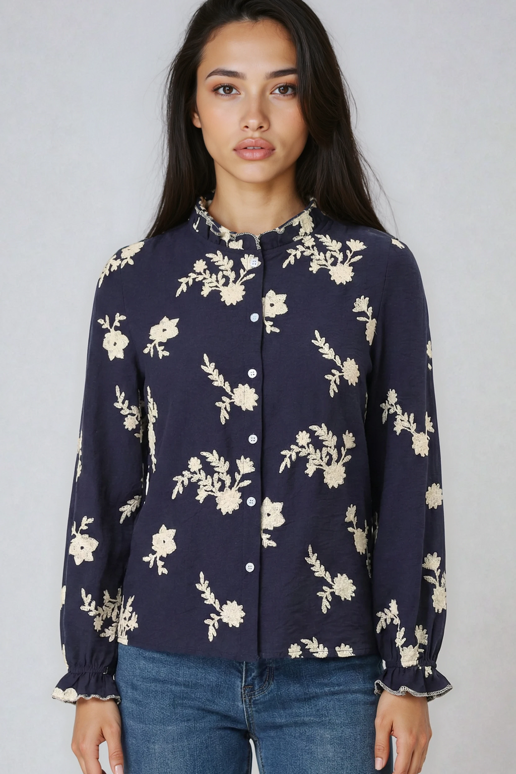 Miss Sparkling Women's Floral Embroidered  Blouse
