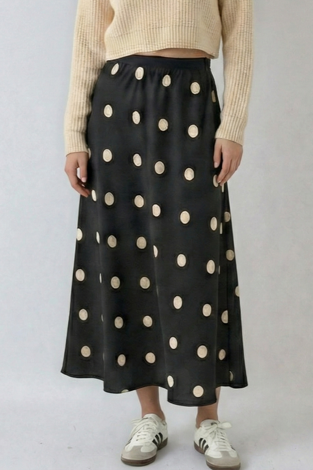 Miss Sparkling Vintage Polka Dot Midi Skirt