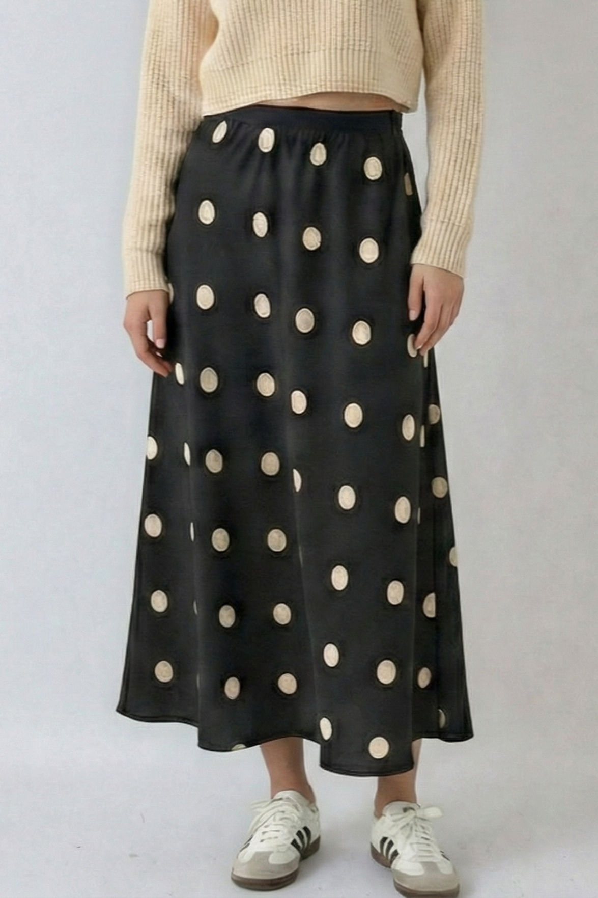 Miss Sparkling Vintage Polka Dot Midi Skirt