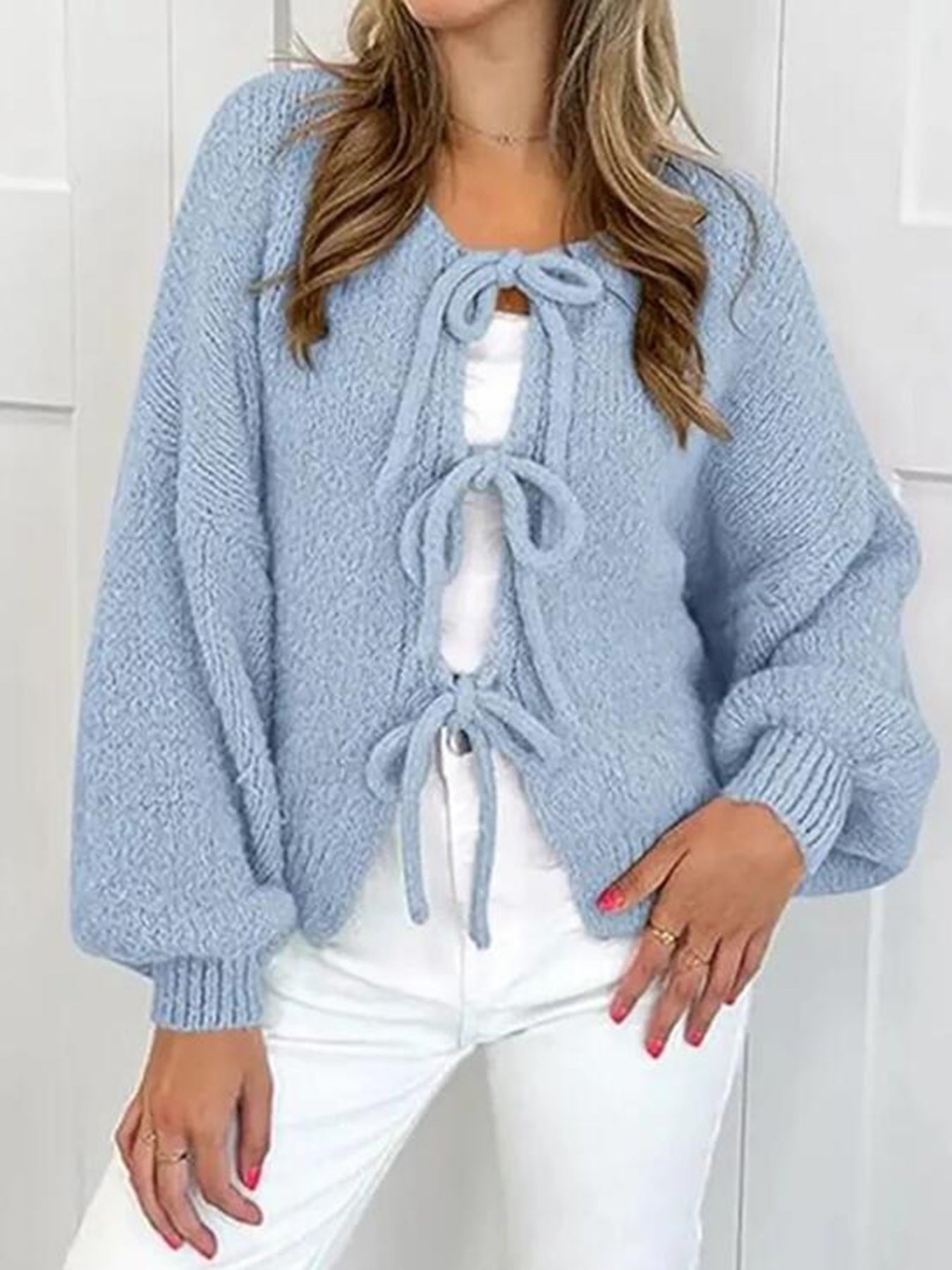 Miss Sparkling V-neck Front Tie Cardigan