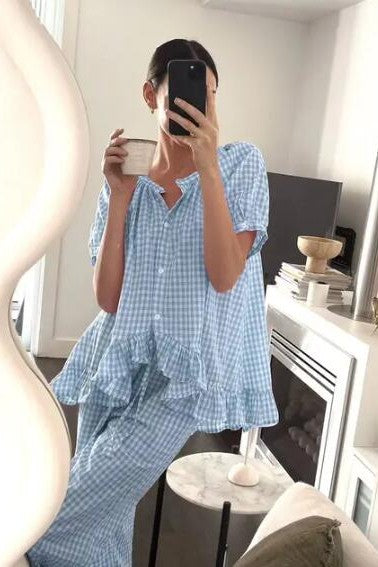 Miss Sparkling Gingham Two Piece Lounge Set