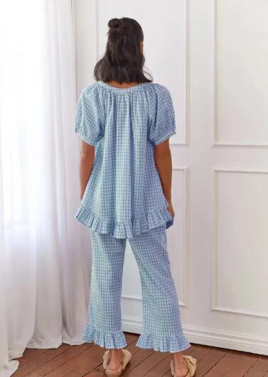 Miss Sparkling Gingham Two Piece Lounge Set