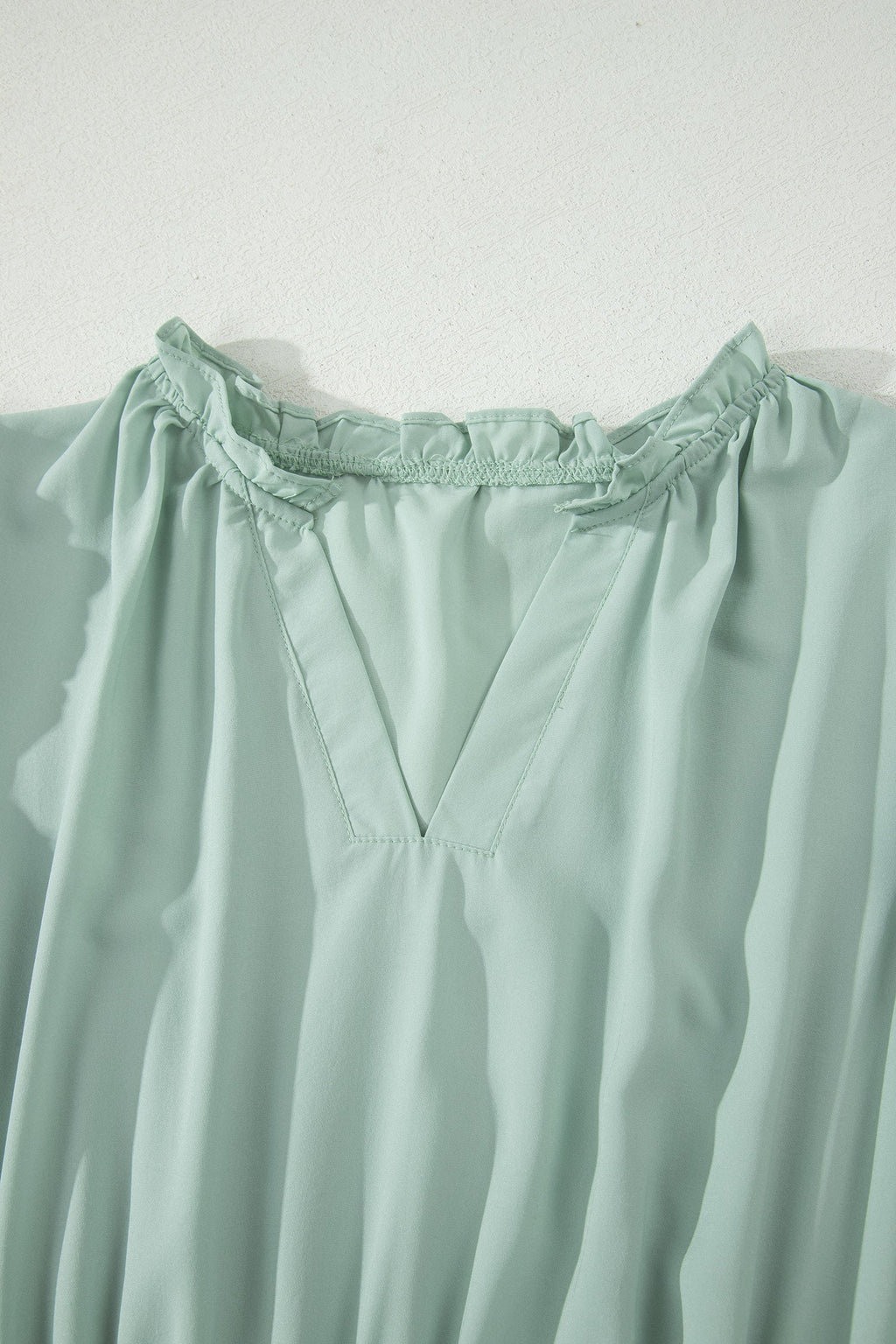 Solid V-Neck Short Puff Sleeve Tiered Maxi Dress in Pink or Aqua