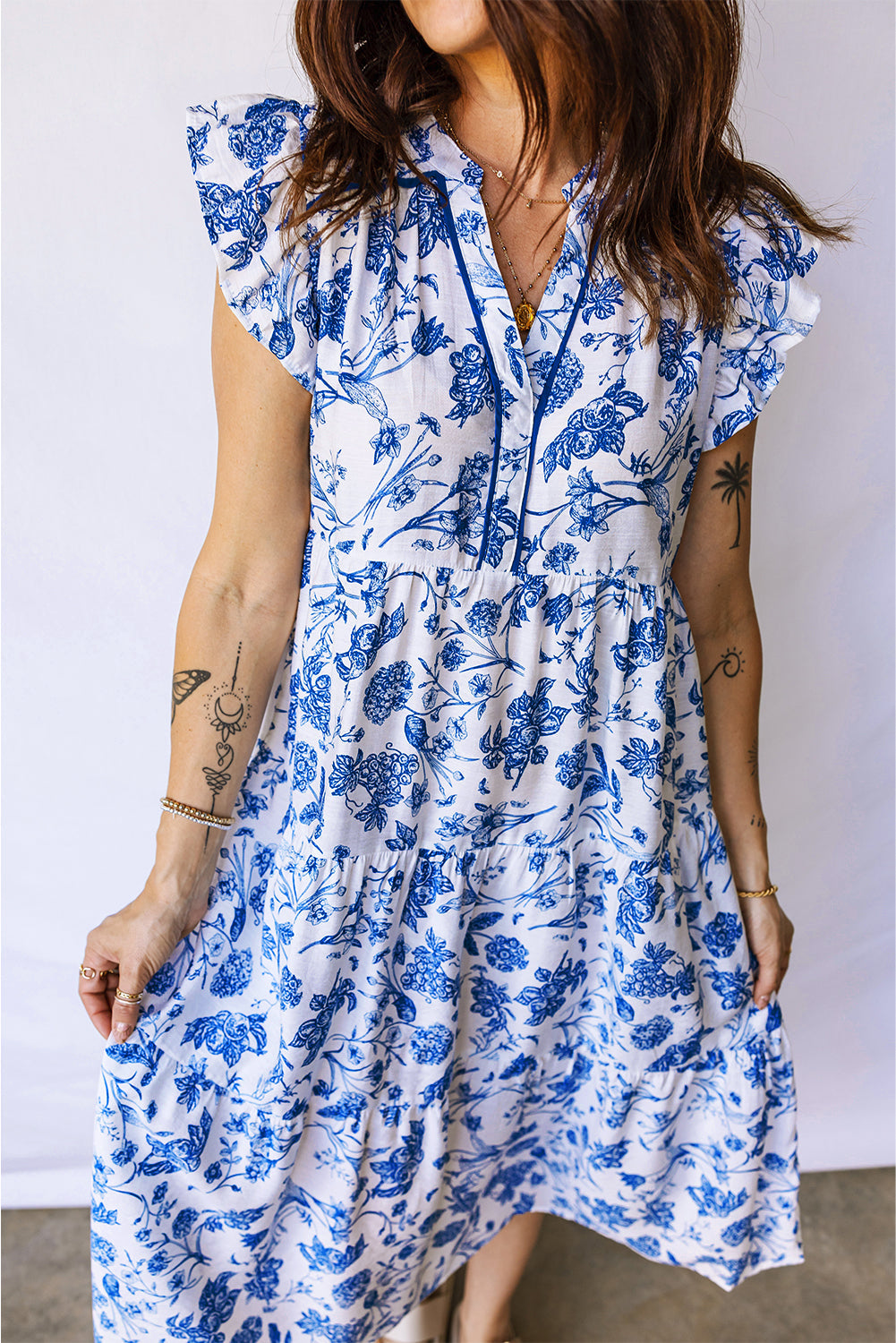 Floral Ruffle Tiered Midi Dress